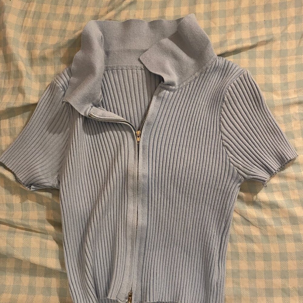 Baby blue ribbed crop top